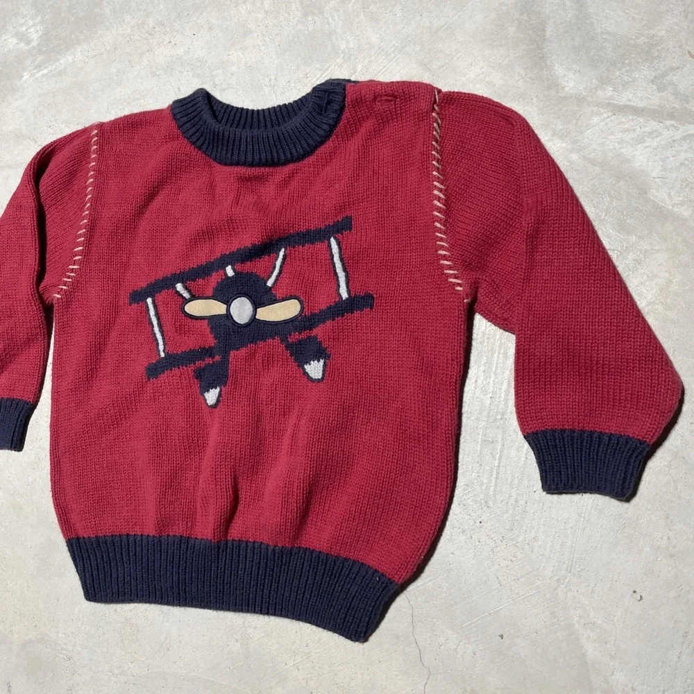 Gymboree Sweater Boys Size 2T Pilot Airplane Vintage 2003 Pullover Knit Kids